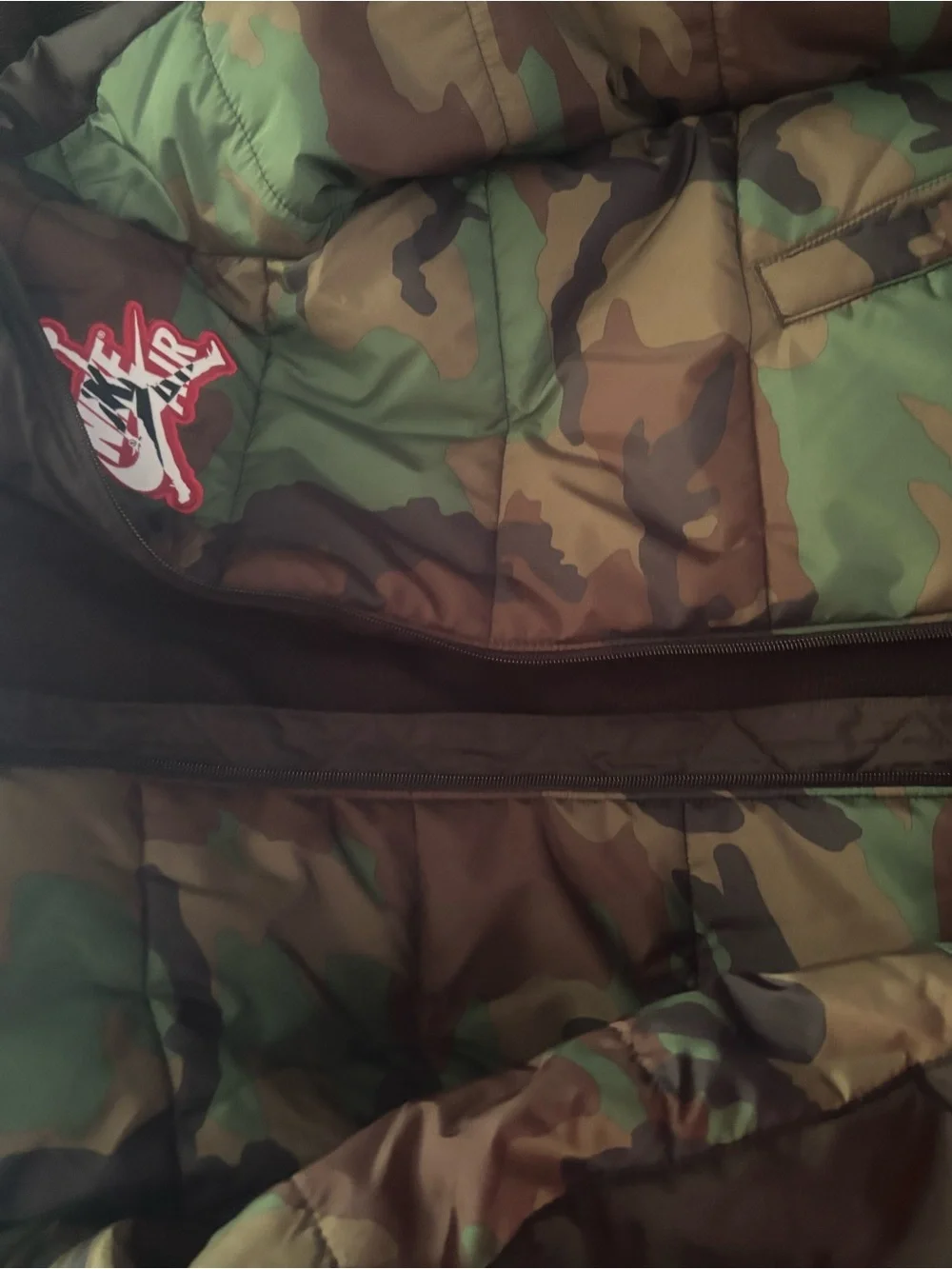 Jordan Nike Air Kids' Camo Puffer Jacket - Green/Brown/Black - Large 12-13